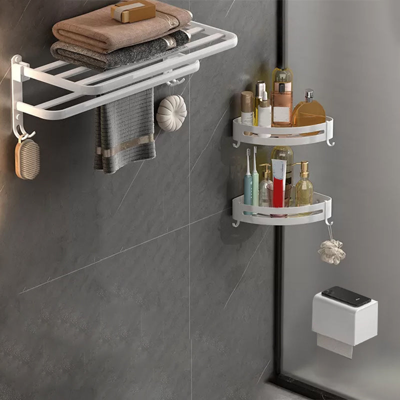 Modern White Bathroom Accessory As Individual Or As a Set in Metal Flat 4-Piece Set (Toilet Paper Holder) Clearhalo 'Bathroom Hardware Sets' 'Bathroom Hardware' 'Bathroom Remodel & Bathroom Fixtures' 'bathroom_hardware_sets' 'Home Improvement' 'home_improvement' 'home_improvement_bathroom_hardware_sets' 6893341
