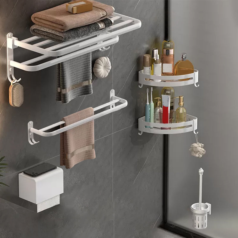 Modern White Bathroom Accessory As Individual Or As a Set in Metal Flat 6-Piece Set Clearhalo 'Bathroom Hardware Sets' 'Bathroom Hardware' 'Bathroom Remodel & Bathroom Fixtures' 'bathroom_hardware_sets' 'Home Improvement' 'home_improvement' 'home_improvement_bathroom_hardware_sets' 6893344