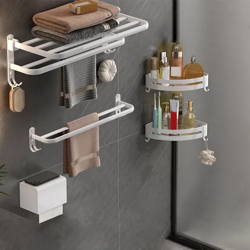 Modern White Bathroom Accessory As Individual Or As a Set in Metal Flat 5-Piece Set (Towel Bar) Clearhalo 'Bathroom Hardware Sets' 'Bathroom Hardware' 'Bathroom Remodel & Bathroom Fixtures' 'bathroom_hardware_sets' 'Home Improvement' 'home_improvement' 'home_improvement_bathroom_hardware_sets' 6893345