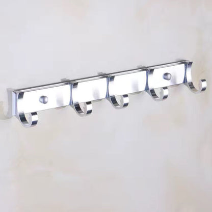 Modern Stainless Steel Paper Holder Bath Shelf Bathroom Accessory Kit Towel Robe Hook (Row Hooks) Clearhalo 'Bathroom Hardware Sets' 'Bathroom Hardware' 'Bathroom Remodel & Bathroom Fixtures' 'bathroom_hardware_sets' 'Home Improvement' 'home_improvement' 'home_improvement_bathroom_hardware_sets' 6893359