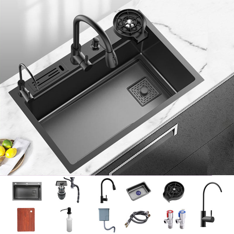 Classic Single Basin Sink Stainless Steel Faucet Sink with Soap Dispenser Sink with Faucet Pull Out Water Filter Double Faucet Cup Washer Clearhalo 'Home Improvement' 'home_improvement' 'home_improvement_kitchen_sinks' 'Kitchen Remodel & Kitchen Fixtures' 'Kitchen Sinks & Faucet Components' 'Kitchen Sinks' 'kitchen_sinks' 6894544