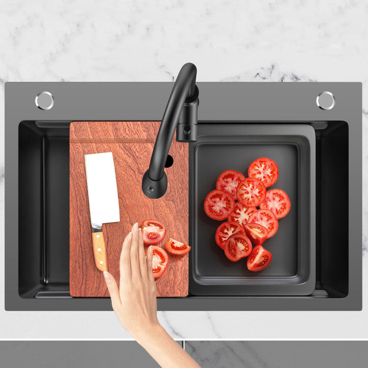 Classic Single Basin Sink Stainless Steel Faucet Sink with Soap Dispenser Clearhalo 'Home Improvement' 'home_improvement' 'home_improvement_kitchen_sinks' 'Kitchen Remodel & Kitchen Fixtures' 'Kitchen Sinks & Faucet Components' 'Kitchen Sinks' 'kitchen_sinks' 6894548