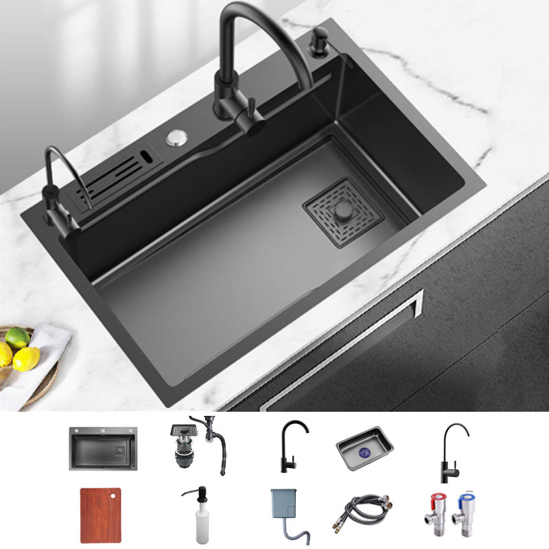 Classic Single Basin Sink Stainless Steel Faucet Sink with Soap Dispenser Sink with Faucet Gooseneck Water Filter Double Tap Clearhalo 'Home Improvement' 'home_improvement' 'home_improvement_kitchen_sinks' 'Kitchen Remodel & Kitchen Fixtures' 'Kitchen Sinks & Faucet Components' 'Kitchen Sinks' 'kitchen_sinks' 6894549