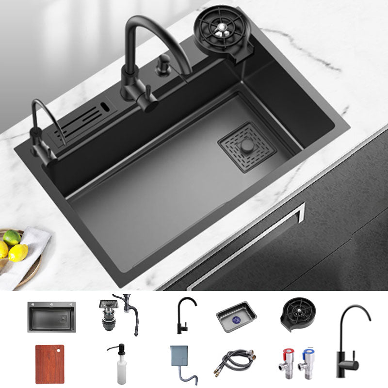 Classic Single Basin Sink Stainless Steel Faucet Sink with Soap Dispenser Sink with Faucet Gooseneck Water Filter Double Tap Cup Washer Clearhalo 'Home Improvement' 'home_improvement' 'home_improvement_kitchen_sinks' 'Kitchen Remodel & Kitchen Fixtures' 'Kitchen Sinks & Faucet Components' 'Kitchen Sinks' 'kitchen_sinks' 6894554