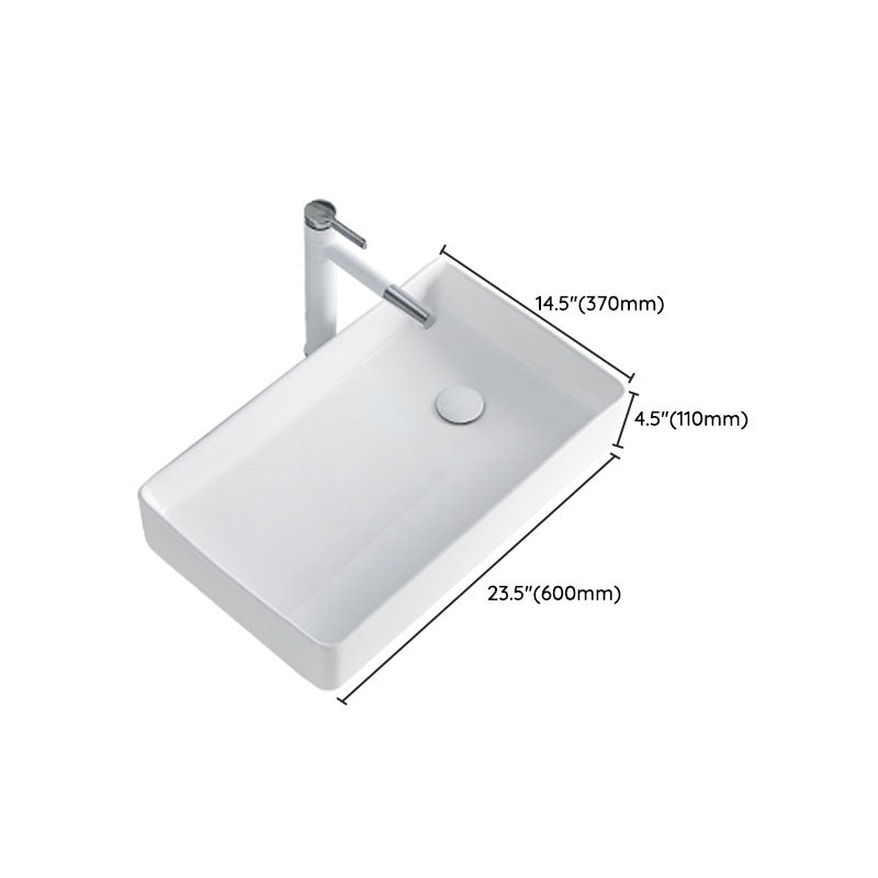 Rectangular Bathroom Sink Porcelain Trough Bathroom Sink(Not Included ...