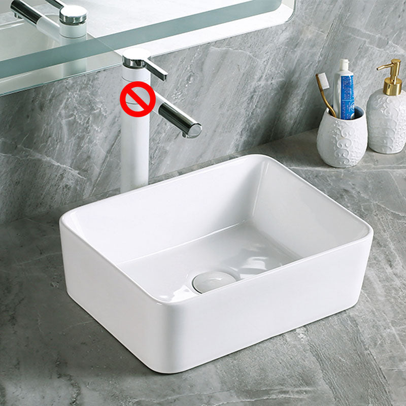 Modern Vessel Bathroom Sink Porcelain with Pop-Up Drain Vessel Sink without Faucet 16"L x 12"W x 5"H Clearhalo 'Bathroom Remodel & Bathroom Fixtures' 'Bathroom Sinks & Faucet Components' 'Bathroom Sinks' 'bathroom_sink' 'Home Improvement' 'home_improvement' 'home_improvement_bathroom_sink' 6894588