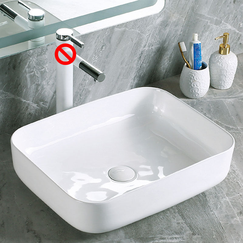 Modern Vessel Bathroom Sink Porcelain with Pop-Up Drain Vessel Sink without Faucet 16"L x 12"W x 6"H Clearhalo 'Bathroom Remodel & Bathroom Fixtures' 'Bathroom Sinks & Faucet Components' 'Bathroom Sinks' 'bathroom_sink' 'Home Improvement' 'home_improvement' 'home_improvement_bathroom_sink' 6894589