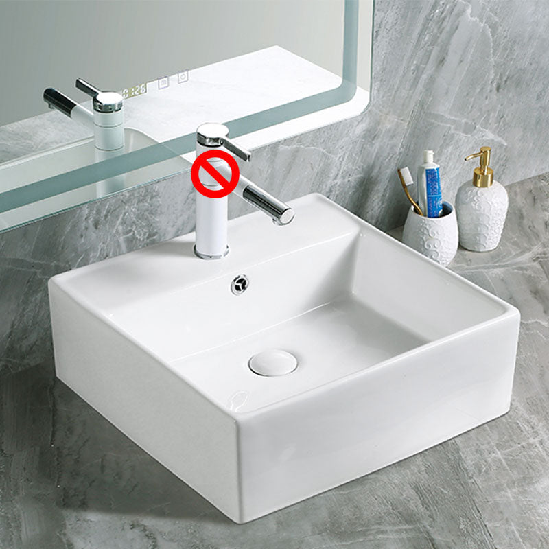 Modern Vessel Bathroom Sink Porcelain with Pop-Up Drain Vessel Sink without Faucet 15"L x 15"W x 6"H Clearhalo 'Bathroom Remodel & Bathroom Fixtures' 'Bathroom Sinks & Faucet Components' 'Bathroom Sinks' 'bathroom_sink' 'Home Improvement' 'home_improvement' 'home_improvement_bathroom_sink' 6894601