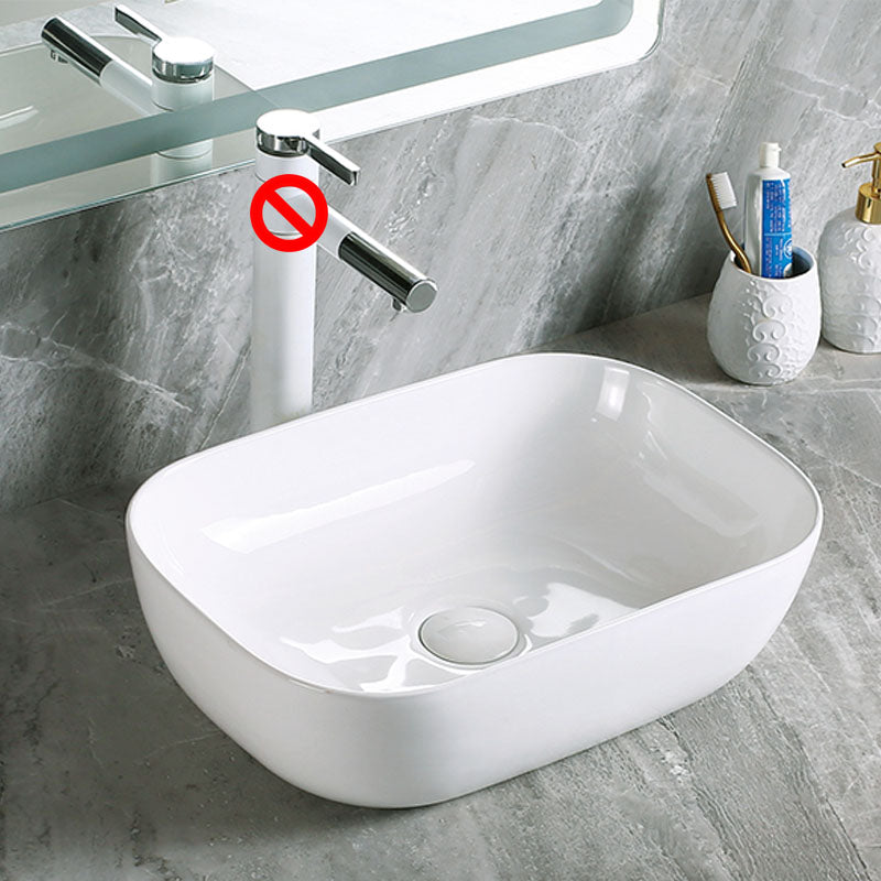 Modern Vessel Bathroom Sink Porcelain with Pop-Up Drain Vessel Sink without Faucet 14"L x 10"W x 5"H Clearhalo 'Bathroom Remodel & Bathroom Fixtures' 'Bathroom Sinks & Faucet Components' 'Bathroom Sinks' 'bathroom_sink' 'Home Improvement' 'home_improvement' 'home_improvement_bathroom_sink' 6894610