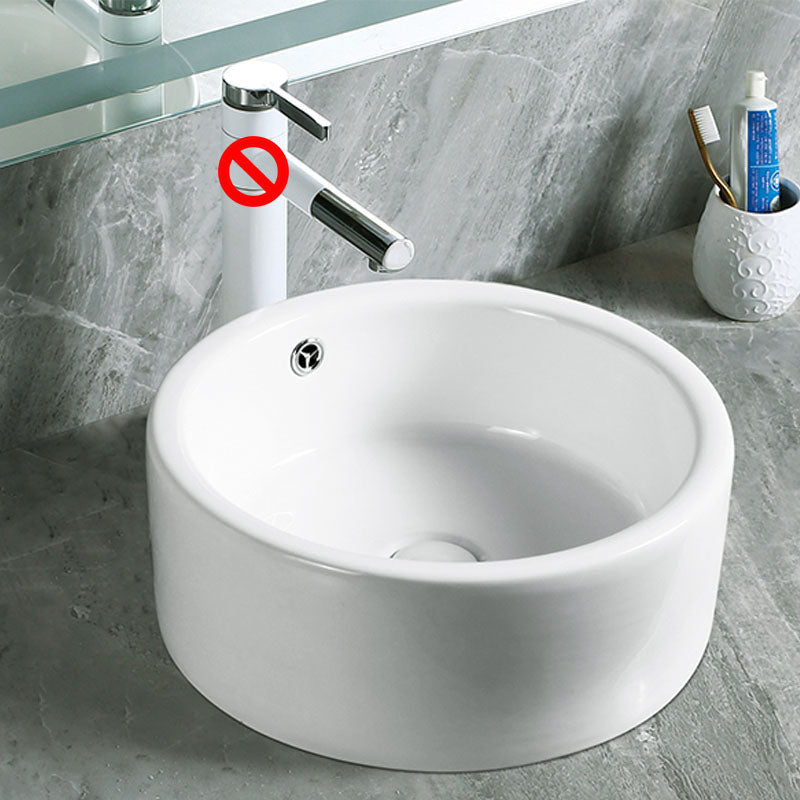 Modern Vessel Bathroom Sink Porcelain with Pop-Up Drain Vessel Sink without Faucet 13"L x 13"W x 6"H Clearhalo 'Bathroom Remodel & Bathroom Fixtures' 'Bathroom Sinks & Faucet Components' 'Bathroom Sinks' 'bathroom_sink' 'Home Improvement' 'home_improvement' 'home_improvement_bathroom_sink' 6894611