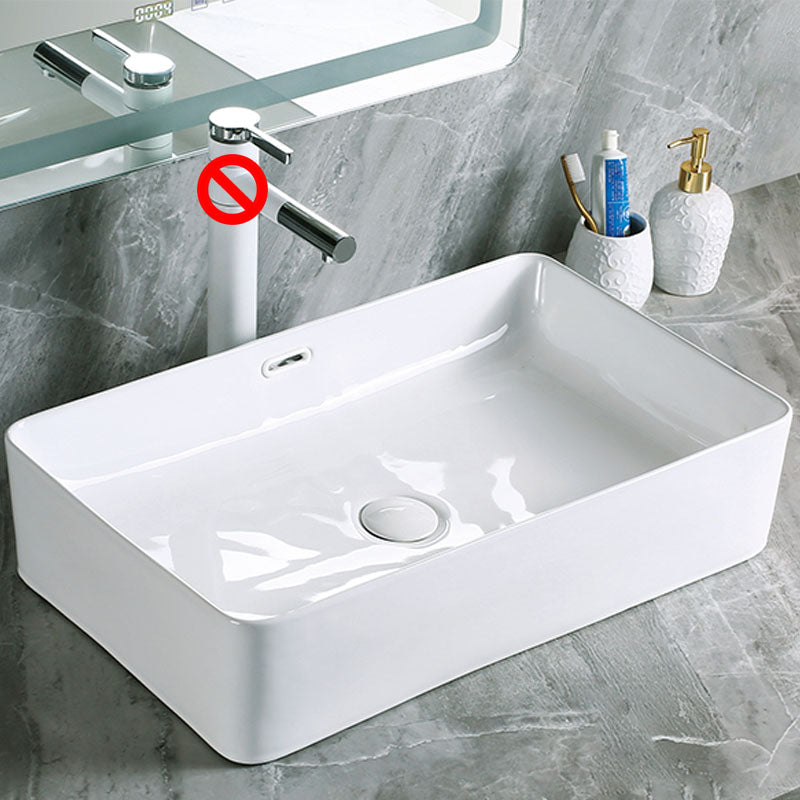Modern Vessel Bathroom Sink Porcelain with Pop-Up Drain Vessel Sink without Faucet 16"L x 12"W x 6"H(Overflow Hole Included) Clearhalo 'Bathroom Remodel & Bathroom Fixtures' 'Bathroom Sinks & Faucet Components' 'Bathroom Sinks' 'bathroom_sink' 'Home Improvement' 'home_improvement' 'home_improvement_bathroom_sink' 6894615
