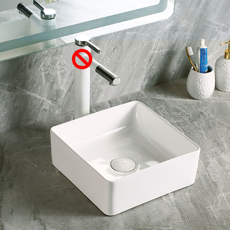 Modern Vessel Bathroom Sink Porcelain with Pop-Up Drain Vessel Sink without Faucet 12"L x 12"W x 5"H Clearhalo 'Bathroom Remodel & Bathroom Fixtures' 'Bathroom Sinks & Faucet Components' 'Bathroom Sinks' 'bathroom_sink' 'Home Improvement' 'home_improvement' 'home_improvement_bathroom_sink' 6894616