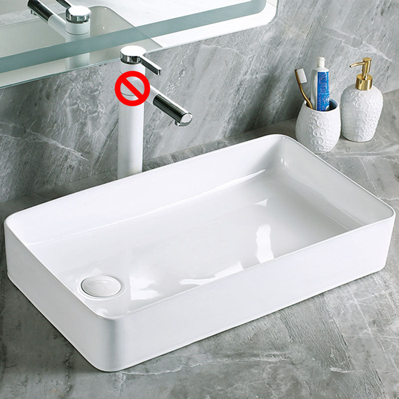 Modern Vessel Bathroom Sink Porcelain with Pop-Up Drain Vessel Sink without Faucet 19"L x 11"W x 5"H Clearhalo 'Bathroom Remodel & Bathroom Fixtures' 'Bathroom Sinks & Faucet Components' 'Bathroom Sinks' 'bathroom_sink' 'Home Improvement' 'home_improvement' 'home_improvement_bathroom_sink' 6894617