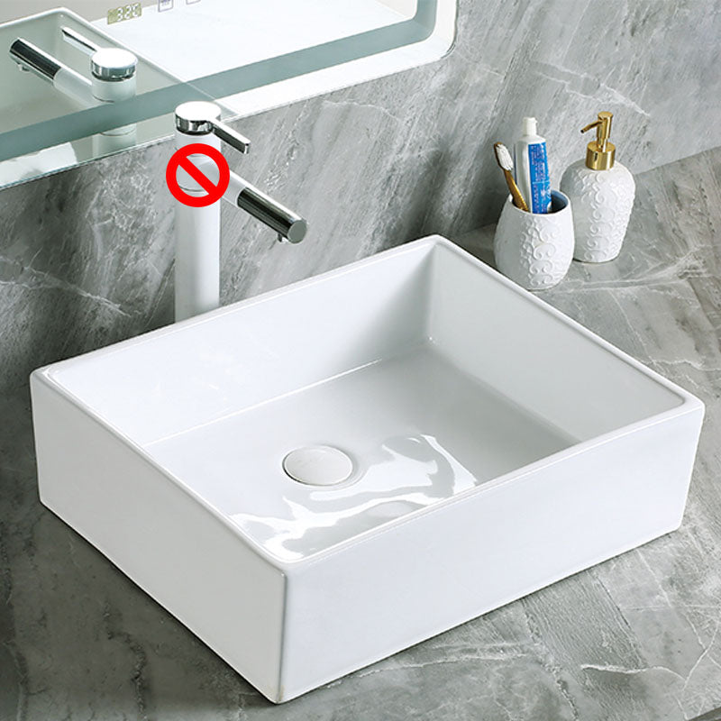 Modern Vessel Bathroom Sink Porcelain with Pop-Up Drain Vessel Sink without Faucet 19"L x 15"W x 6"H Clearhalo 'Bathroom Remodel & Bathroom Fixtures' 'Bathroom Sinks & Faucet Components' 'Bathroom Sinks' 'bathroom_sink' 'Home Improvement' 'home_improvement' 'home_improvement_bathroom_sink' 6894618