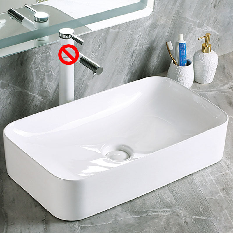 Modern Vessel Bathroom Sink Porcelain with Pop-Up Drain Vessel Sink without Faucet 19"L x 12"W x 5"H Clearhalo 'Bathroom Remodel & Bathroom Fixtures' 'Bathroom Sinks & Faucet Components' 'Bathroom Sinks' 'bathroom_sink' 'Home Improvement' 'home_improvement' 'home_improvement_bathroom_sink' 6894619