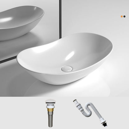 Oval Porcelain Vessel Sink Modern Style Vessel Lavatory Sink with No Craftsmanship White Sink Clearhalo 'Bathroom Remodel & Bathroom Fixtures' 'Bathroom Sinks & Faucet Components' 'Bathroom Sinks' 'bathroom_sink' 'Home Improvement' 'home_improvement' 'home_improvement_bathroom_sink' 6894673