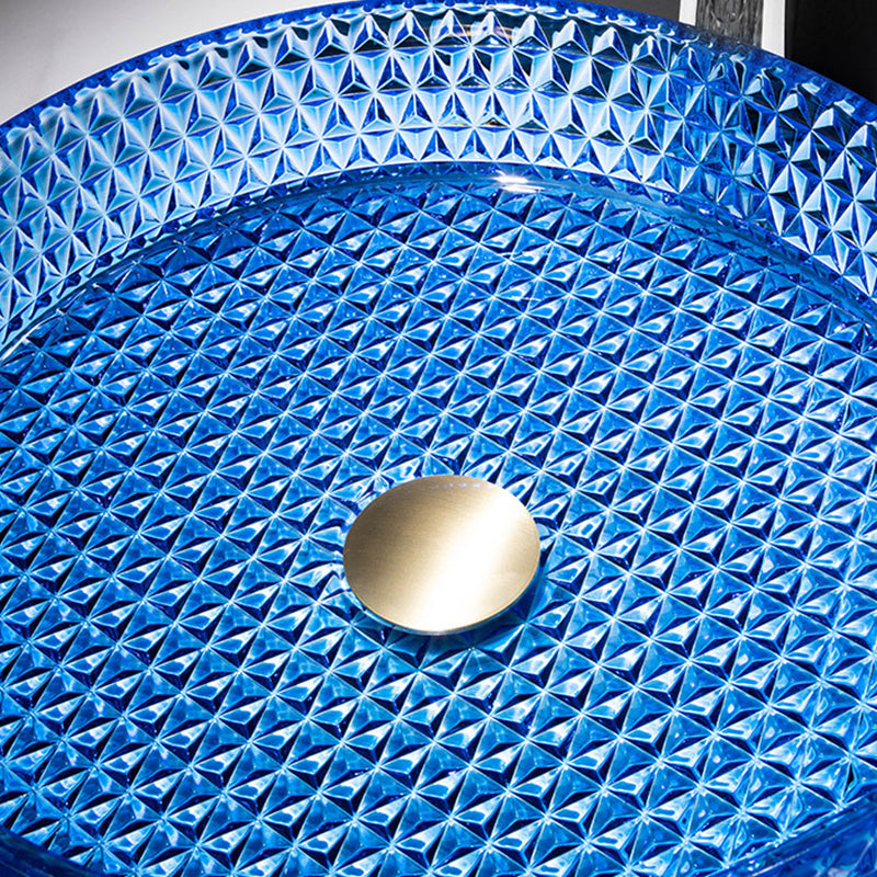 Modern Vessel Bathroom Sink Round Glass with Faucet and with Pop-Up Drain Vessel Clearhalo 'Bathroom Remodel & Bathroom Fixtures' 'Bathroom Sinks & Faucet Components' 'Bathroom Sinks' 'bathroom_sink' 'Home Improvement' 'home_improvement' 'home_improvement_bathroom_sink' 6894701