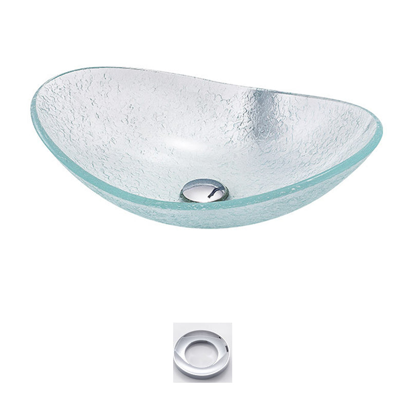 Contemporary Vessel Oval Glass with Pop-Up Drain Vessel Lavatory Sink Sink & Basin Holder Clearhalo 'Bathroom Remodel & Bathroom Fixtures' 'Bathroom Sinks & Faucet Components' 'Bathroom Sinks' 'bathroom_sink' 'Home Improvement' 'home_improvement' 'home_improvement_bathroom_sink' 6894710