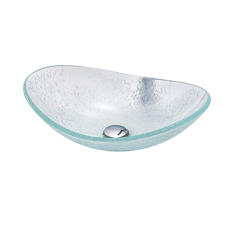 Contemporary Vessel Oval Glass with Pop-Up Drain Vessel Lavatory Sink Clearhalo 'Bathroom Remodel & Bathroom Fixtures' 'Bathroom Sinks & Faucet Components' 'Bathroom Sinks' 'bathroom_sink' 'Home Improvement' 'home_improvement' 'home_improvement_bathroom_sink' 6894715