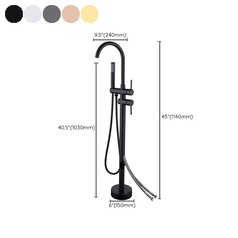 Traditional Floor Mounted Metal Freestanding Tub Filler Swivel Freestanding Faucet Clearhalo 'Bathroom Remodel & Bathroom Fixtures' 'Bathtub Faucets' 'bathtub_faucets' 'Home Improvement' 'home_improvement' 'home_improvement_bathtub_faucets' 6895041