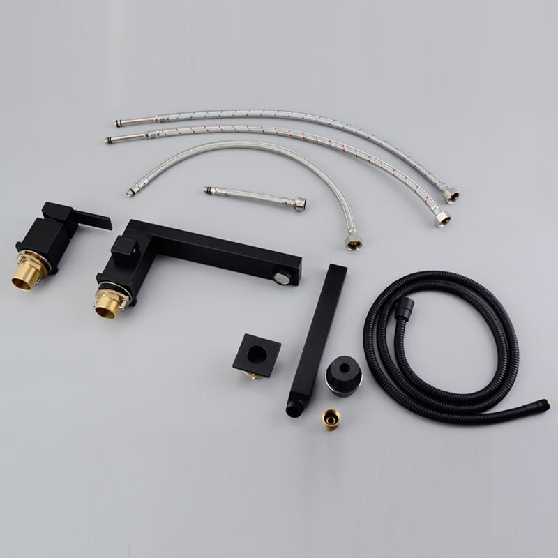 Modern Deck Mounted Low Arc Roman Tub Faucet Copper Roman Tub Faucet Set Clearhalo 'Bathroom Remodel & Bathroom Fixtures' 'Bathtub Faucets' 'bathtub_faucets' 'Home Improvement' 'home_improvement' 'home_improvement_bathtub_faucets' 6895057