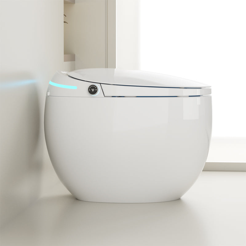 Contemporary Smart Bidet White Ceramic Round Dryer Floor Mount Bidet Clearhalo 'Bathroom Remodel & Bathroom Fixtures' 'Bidets' 'Home Improvement' 'home_improvement' 'home_improvement_bidets' 'Toilets & Bidets' 6895067