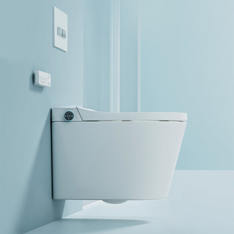 Contemporary White/Black Elongated Wall Hung Toilet Set with Heated Seat Clearhalo 'Bathroom Remodel & Bathroom Fixtures' 'Bidets' 'Home Improvement' 'home_improvement' 'home_improvement_bidets' 'Toilets & Bidets' 6895079