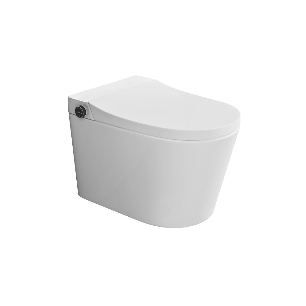 Contemporary White/Black Elongated Wall Hung Toilet Set with Heated Seat Clearhalo 'Bathroom Remodel & Bathroom Fixtures' 'Bidets' 'Home Improvement' 'home_improvement' 'home_improvement_bidets' 'Toilets & Bidets' 6895081