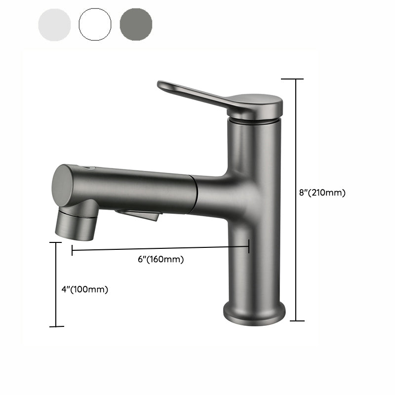 Pull-out Bathroom Sink Faucet Brass Contemporary Faucet with Water Hose Clearhalo 'Bathroom Remodel & Bathroom Fixtures' 'Bathroom Sink Faucets' 'Bathroom Sinks & Faucet Components' 'bathroom_sink_faucets' 'Home Improvement' 'home_improvement' 'home_improvement_bathroom_sink_faucets' 6895173