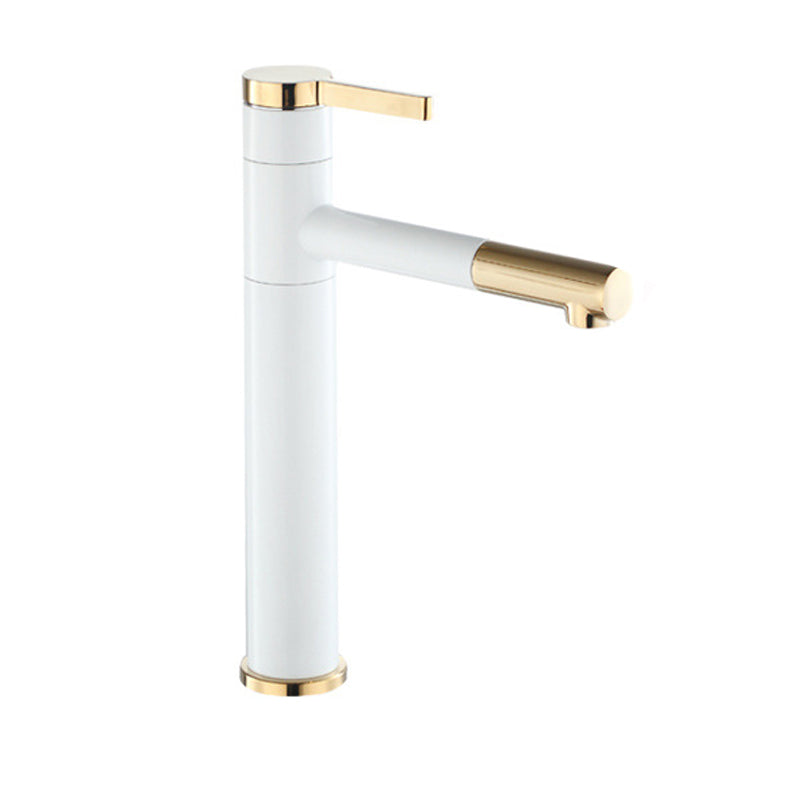 Glam Centerset Faucets Single Lever Handle Faucet for Bathroom White-Gold 11.8" Clearhalo 'Bathroom Remodel & Bathroom Fixtures' 'Bathroom Sink Faucets' 'Bathroom Sinks & Faucet Components' 'bathroom_sink_faucets' 'Home Improvement' 'home_improvement' 'home_improvement_bathroom_sink_faucets' 6895176