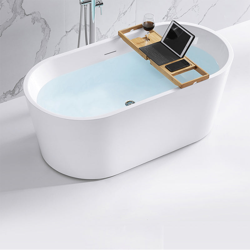 Acrylic Soaking Bathtub Antique Finish Stand Alone Oval Bath Tub 55"L x 27.5"W x 23.5"H Clearhalo 'Bathroom Remodel & Bathroom Fixtures' 'Bathtubs' 'Home Improvement' 'home_improvement' 'home_improvement_bathtubs' 'Showers & Bathtubs' 6895595