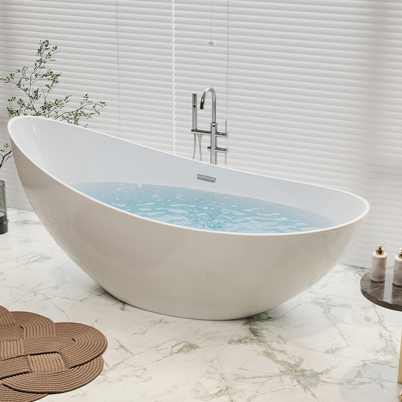 Acrylic Soaking Bathtub Antique Finish Single Slipper Bath Tub 63"L x 32"W x 31"H Tub with Freestanding Tub Fillers Clearhalo 'Bathroom Remodel & Bathroom Fixtures' 'Bathtubs' 'Home Improvement' 'home_improvement' 'home_improvement_bathtubs' 'Showers & Bathtubs' 6895623