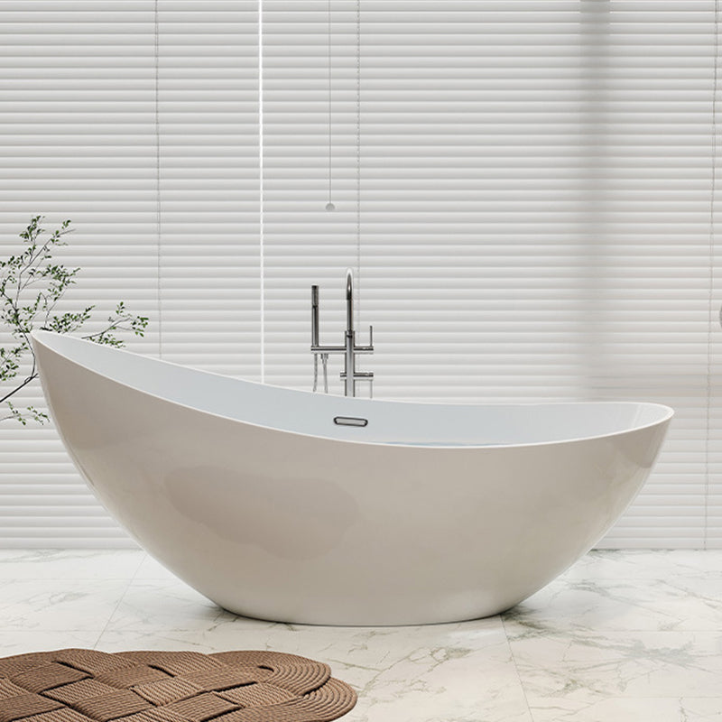 Acrylic Soaking Bathtub Antique Finish Single Slipper Bath Tub 67"L x 32"W x 31"H Tub with Freestanding Tub Fillers Clearhalo 'Bathroom Remodel & Bathroom Fixtures' 'Bathtubs' 'Home Improvement' 'home_improvement' 'home_improvement_bathtubs' 'Showers & Bathtubs' 6895628