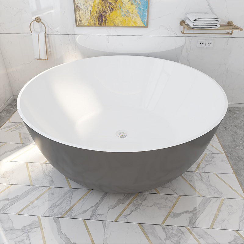 Acrylic Round Tub Soaking Freestanding Bathtub , 23.62-inch Tall Grey Clearhalo 'Bathroom Remodel & Bathroom Fixtures' 'Bathtubs' 'Home Improvement' 'home_improvement' 'home_improvement_bathtubs' 'Showers & Bathtubs' 6895737