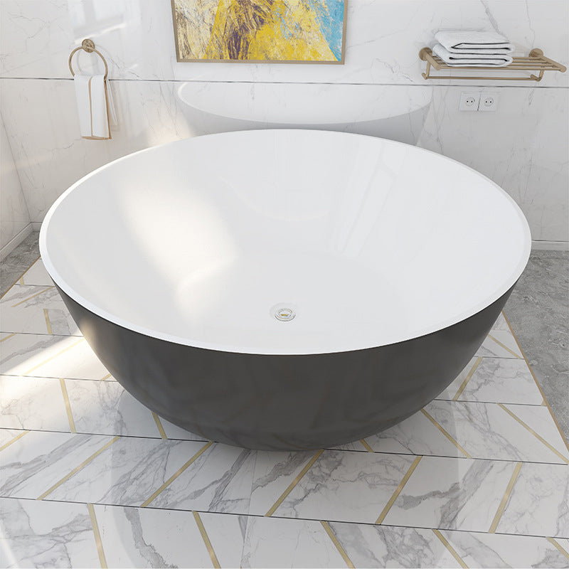 Acrylic Round Tub Soaking Freestanding Bathtub , 23.62-inch Tall Black Clearhalo 'Bathroom Remodel & Bathroom Fixtures' 'Bathtubs' 'Home Improvement' 'home_improvement' 'home_improvement_bathtubs' 'Showers & Bathtubs' 6895739