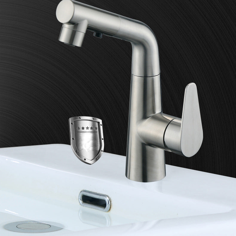 Contemporary Vessel Faucet Pull-out Faucet with Single Lever Handle Clearhalo 'Bathroom Remodel & Bathroom Fixtures' 'Bathroom Sink Faucets' 'Bathroom Sinks & Faucet Components' 'bathroom_sink_faucets' 'Home Improvement' 'home_improvement' 'home_improvement_bathroom_sink_faucets' 6896486