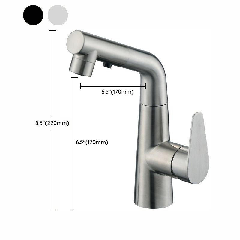 Contemporary Vessel Faucet Pull-out Faucet with Single Lever Handle Clearhalo 'Bathroom Remodel & Bathroom Fixtures' 'Bathroom Sink Faucets' 'Bathroom Sinks & Faucet Components' 'bathroom_sink_faucets' 'Home Improvement' 'home_improvement' 'home_improvement_bathroom_sink_faucets' 6896487