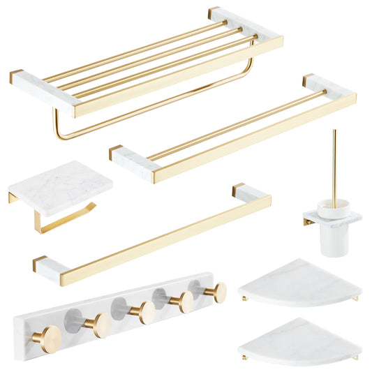 Modern White Bathroom Accessory As Individual Or As a Set in Marble Clearhalo 'Bathroom Hardware Sets' 'Bathroom Hardware' 'Bathroom Remodel & Bathroom Fixtures' 'bathroom_hardware_sets' 'Home Improvement' 'home_improvement' 'home_improvement_bathroom_hardware_sets' 6896919
