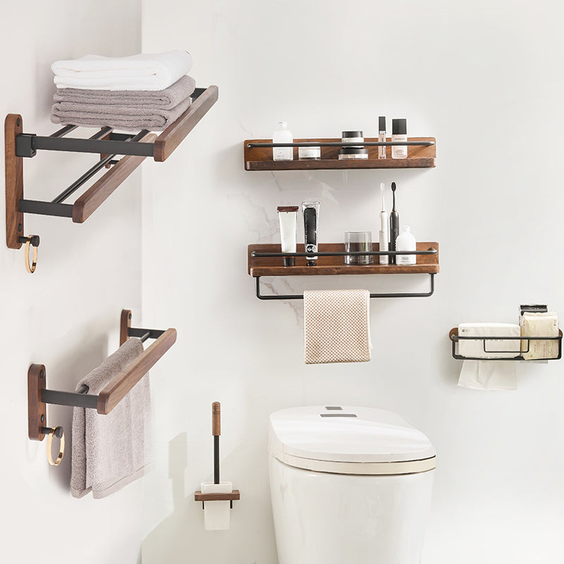 Modern Bathroom Accessory Kit Aluminum & Wood Bath Hardware Set Clearhalo 'Bathroom Hardware Sets' 'Bathroom Hardware' 'Bathroom Remodel & Bathroom Fixtures' 'bathroom_hardware_sets' 'Home Improvement' 'home_improvement' 'home_improvement_bathroom_hardware_sets' 6896979