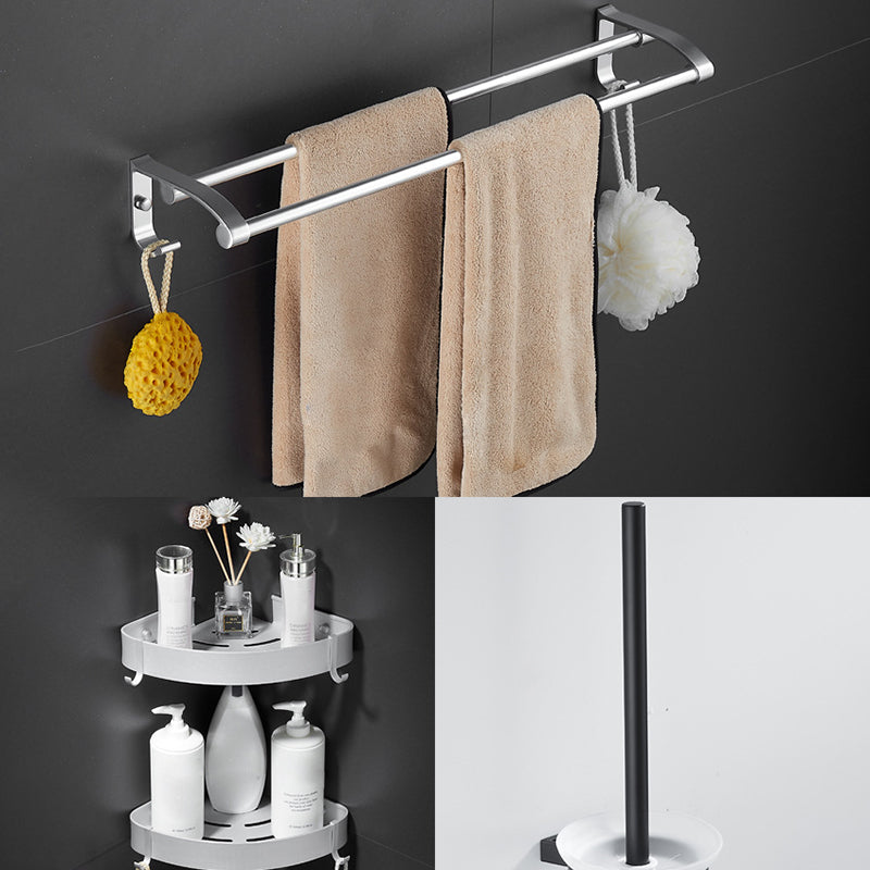 6-Piece Contemporary Bath Hardware Set Bath Shelf/Towel Bar Paper Holder Included Clearhalo 'Bathroom Hardware Sets' 'Bathroom Hardware' 'Bathroom Remodel & Bathroom Fixtures' 'bathroom_hardware_sets' 'Home Improvement' 'home_improvement' 'home_improvement_bathroom_hardware_sets' 6897012