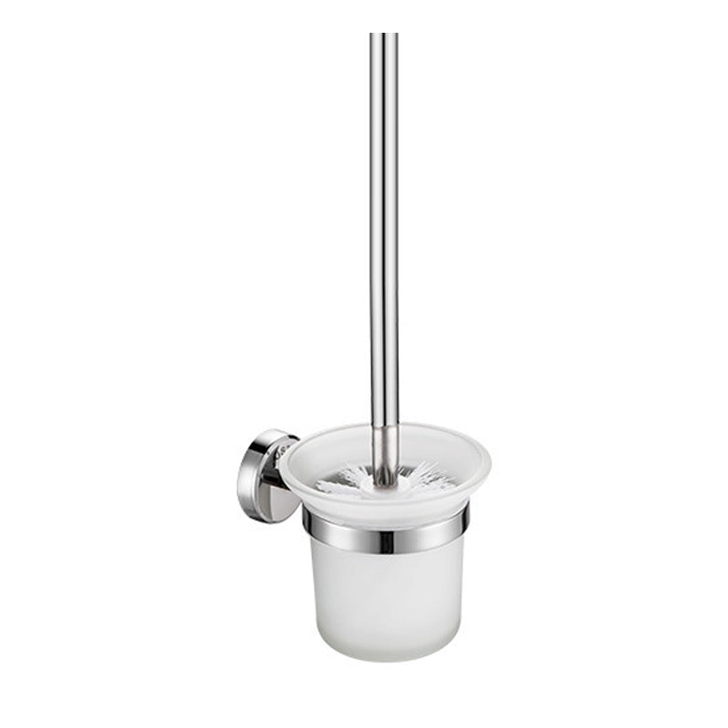 Polished Chrome 5-Piece Modern Bathroom Accessory Set with Bath Shelf Toilet Brush Clearhalo 'Bathroom Hardware Sets' 'Bathroom Hardware' 'Bathroom Remodel & Bathroom Fixtures' 'bathroom_hardware_sets' 'Home Improvement' 'home_improvement' 'home_improvement_bathroom_hardware_sets' 6897045