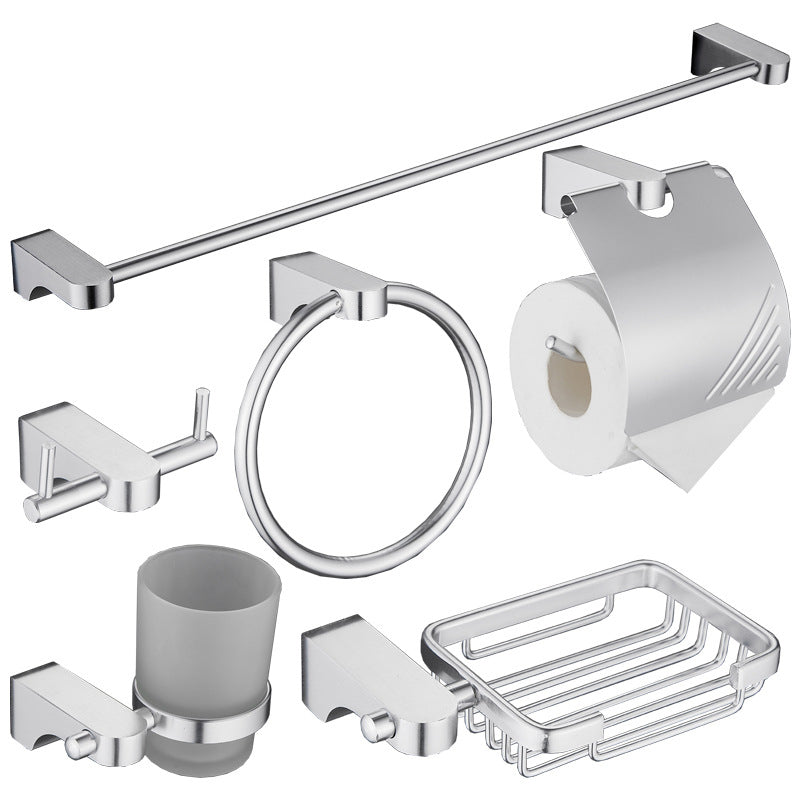 6-Piece Chrome Bathroom Accessory as Individual or as a Set with Towel Ring Bar 6-Piece Set (5-inchCm Soap Dish) Clearhalo 'Bathroom Hardware Sets' 'Bathroom Hardware' 'Bathroom Remodel & Bathroom Fixtures' 'bathroom_hardware_sets' 'Home Improvement' 'home_improvement' 'home_improvement_bathroom_hardware_sets' 6897085