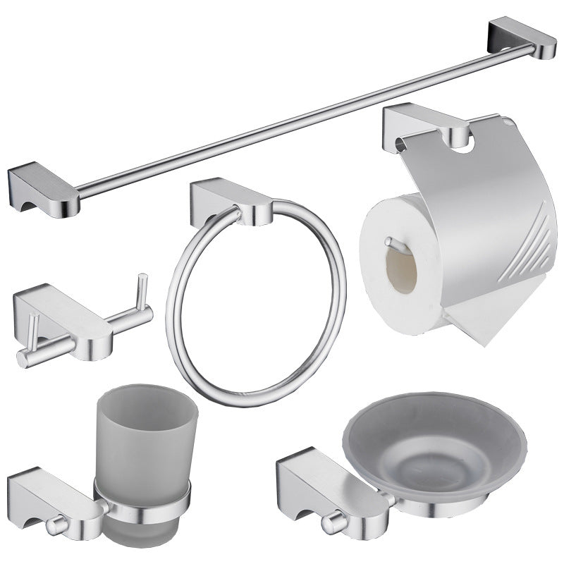 6-Piece Chrome Bathroom Accessory as Individual or as a Set with Towel Ring Bar 6-Piece Set (4-inch Soap Dish) Clearhalo 'Bathroom Hardware Sets' 'Bathroom Hardware' 'Bathroom Remodel & Bathroom Fixtures' 'bathroom_hardware_sets' 'Home Improvement' 'home_improvement' 'home_improvement_bathroom_hardware_sets' 6897090