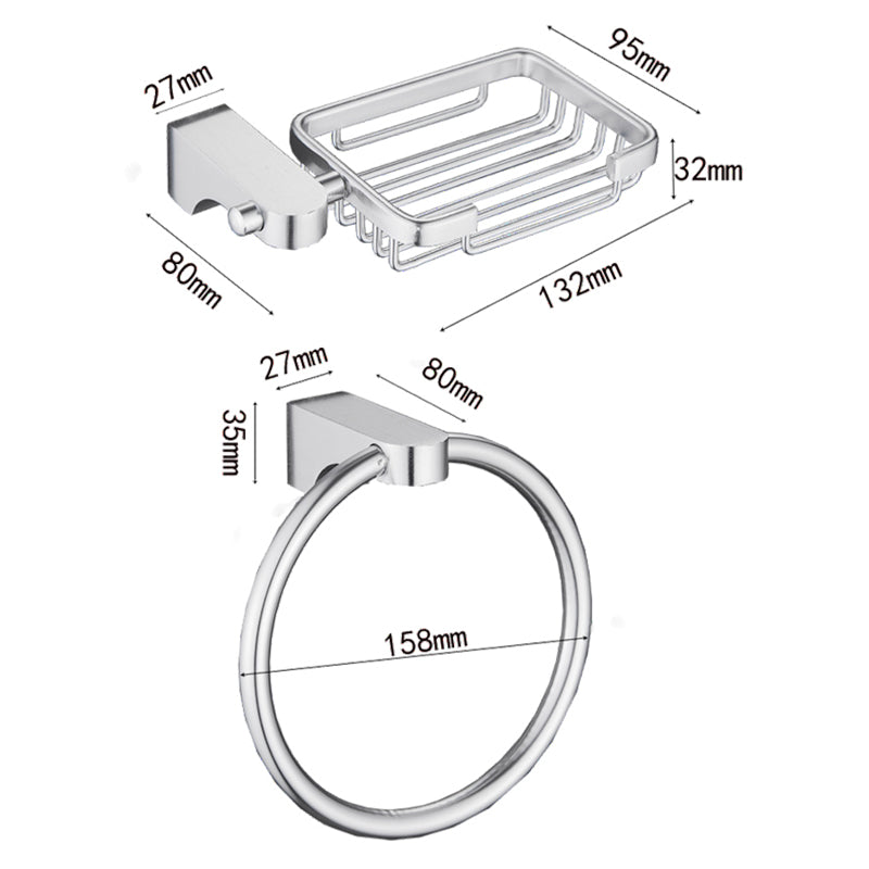 6-Piece Chrome Bathroom Accessory as Individual or as a Set with Towel Ring Bar Clearhalo 'Bathroom Hardware Sets' 'Bathroom Hardware' 'Bathroom Remodel & Bathroom Fixtures' 'bathroom_hardware_sets' 'Home Improvement' 'home_improvement' 'home_improvement_bathroom_hardware_sets' 6897092