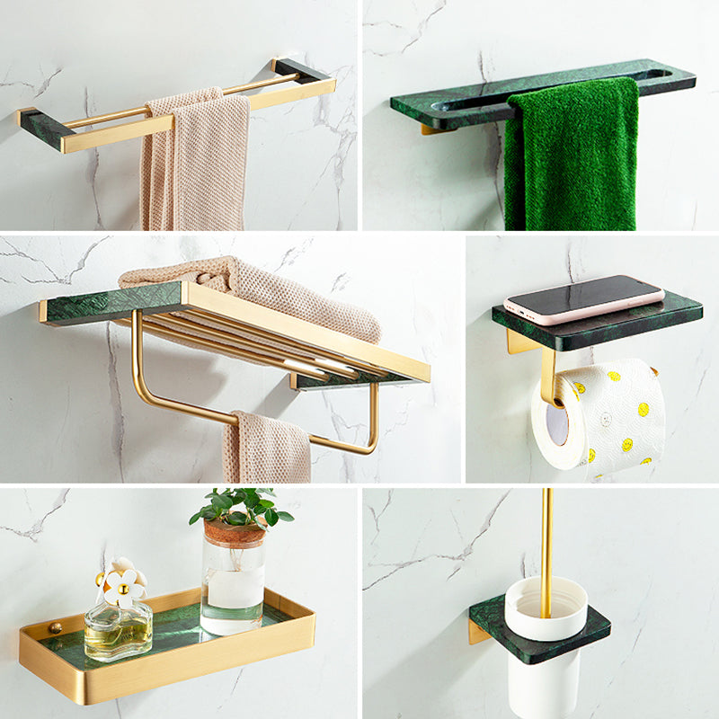 Golden Bath Hardware Set Brass& Marble Bathroom Accessory Kit Clearhalo 'Bathroom Hardware Sets' 'Bathroom Hardware' 'Bathroom Remodel & Bathroom Fixtures' 'bathroom_hardware_sets' 'Home Improvement' 'home_improvement' 'home_improvement_bathroom_hardware_sets' 6897097