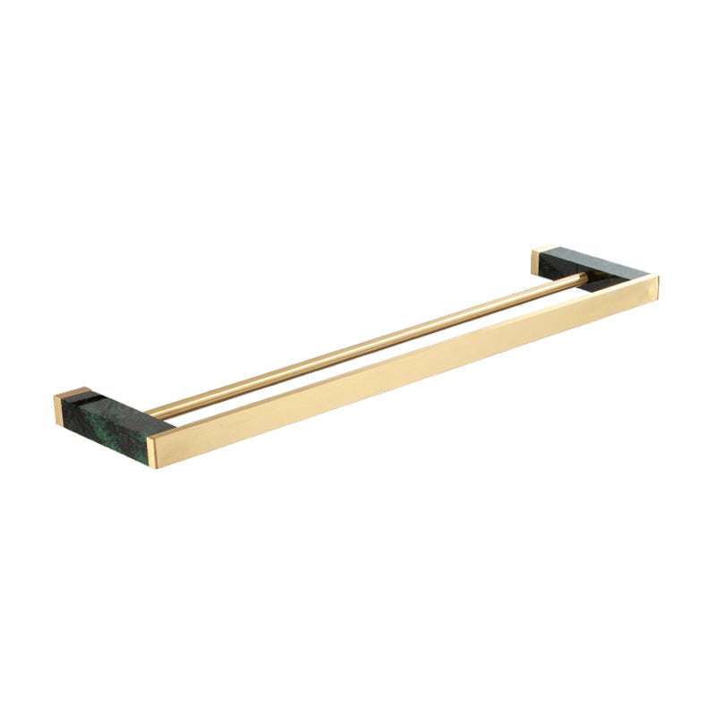 Golden Bath Hardware Set Brass& Marble Bathroom Accessory Kit Towel Bar (Double Rods) Clearhalo 'Bathroom Hardware Sets' 'Bathroom Hardware' 'Bathroom Remodel & Bathroom Fixtures' 'bathroom_hardware_sets' 'Home Improvement' 'home_improvement' 'home_improvement_bathroom_hardware_sets' 6897103