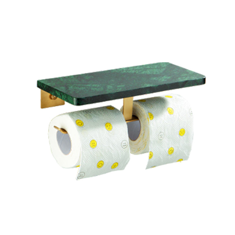 Golden Bath Hardware Set Brass& Marble Bathroom Accessory Kit Flat Paper Towel Holder-Double Clearhalo 'Bathroom Hardware Sets' 'Bathroom Hardware' 'Bathroom Remodel & Bathroom Fixtures' 'bathroom_hardware_sets' 'Home Improvement' 'home_improvement' 'home_improvement_bathroom_hardware_sets' 6897116