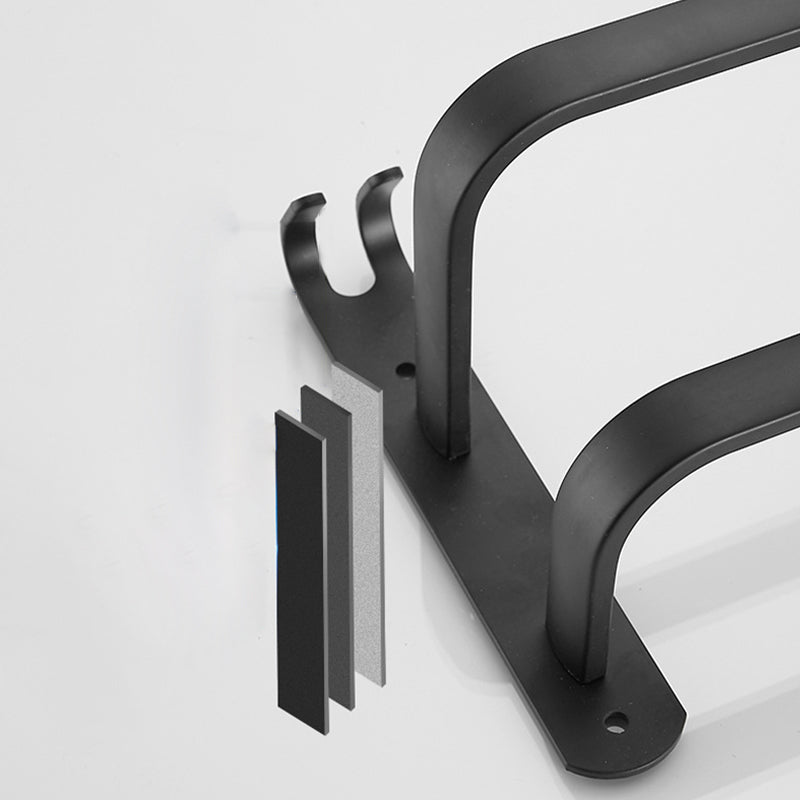 Matte Black Contemporary Bathroom Accessory Set with Bath Shelf & Towel Bar Clearhalo 'Bathroom Hardware Sets' 'Bathroom Hardware' 'Bathroom Remodel & Bathroom Fixtures' 'bathroom_hardware_sets' 'Home Improvement' 'home_improvement' 'home_improvement_bathroom_hardware_sets' 6897133