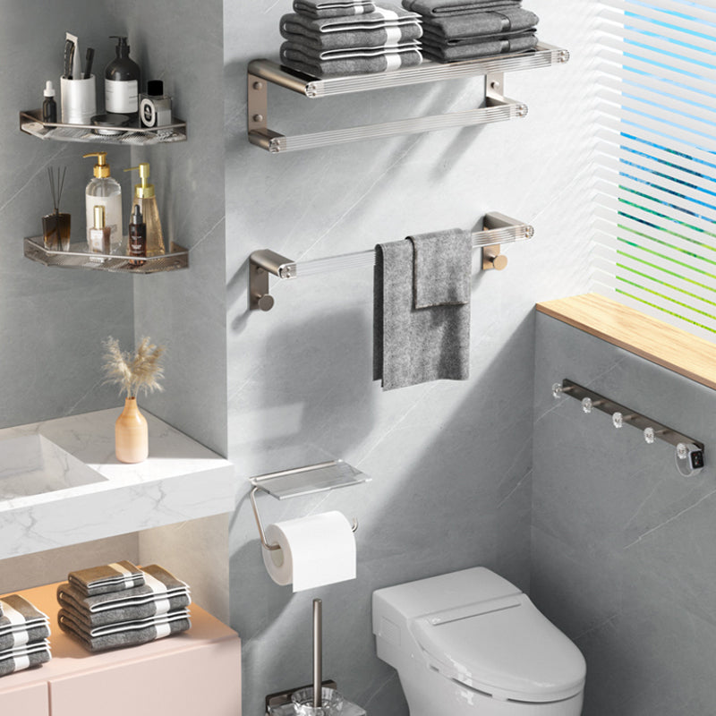 Modern Bathroom Set Grey Towel Bar Bath Shelf Bathroom Accessory Kit Clearhalo 'Bathroom Hardware Sets' 'Bathroom Hardware' 'Bathroom Remodel & Bathroom Fixtures' 'bathroom_hardware_sets' 'Home Improvement' 'home_improvement' 'home_improvement_bathroom_hardware_sets' 6897163