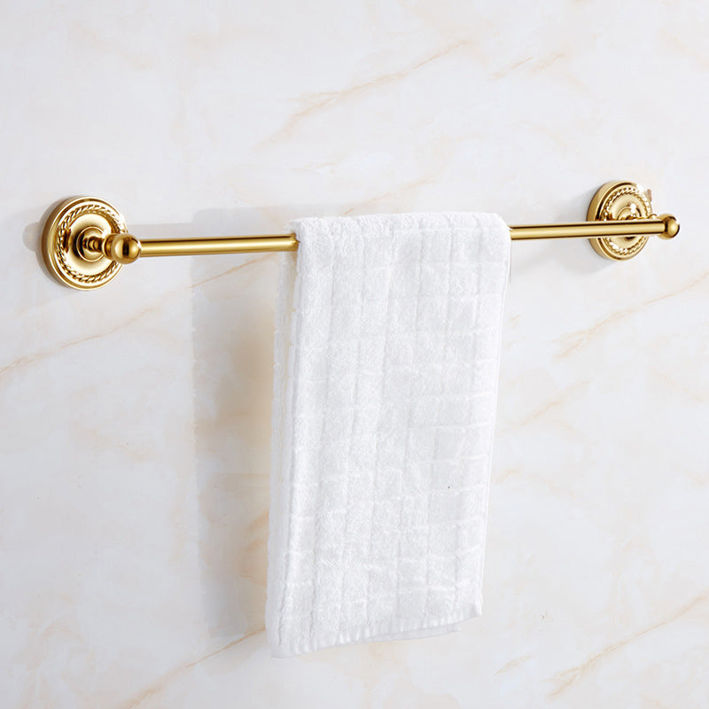 Traditional Golden Bath Hardware Set Copper Bathroom Accessory Kit Towel Bar (Single Rod) Clearhalo 'Bathroom Hardware Sets' 'Bathroom Hardware' 'Bathroom Remodel & Bathroom Fixtures' 'bathroom_hardware_sets' 'Home Improvement' 'home_improvement' 'home_improvement_bathroom_hardware_sets' 6897213